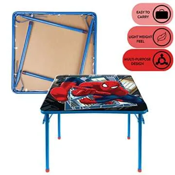 Idea Nuova Marvel Spiderman 3 Piece Children's Activity Square Table and Chair Set, Ages 3+ (NN201039)