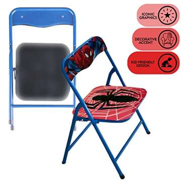 Idea Nuova Marvel Spiderman 3 Piece Children's Activity Square Table and Chair Set, Ages 3+ (NN201039)