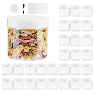 suituts 28 Pack 6 oz Plastic Slime Jars/Containers with White Lids, Plastic Jars with Lids, Storage ...