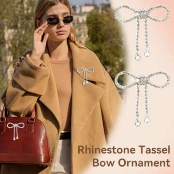 Agatige 2PCS Vintage Bowknot Brooch Pin, Women Brooches Pins for Shawl Dress Scarf Hats, Rhinestone ...