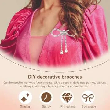 Agatige 2PCS Vintage Bowknot Brooch Pin, Women Brooches Pins for Shawl Dress Scarf Hats, Rhinestone Bow Brooches Fashion Jewelry Accessories for Daily Wear Parties Weddings Celebration, 6.7cm
