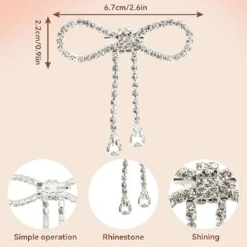 Agatige 2PCS Vintage Bowknot Brooch Pin, Women Brooches Pins for Shawl Dress Scarf Hats, Rhinestone Bow Brooches Fashion Jewelry Accessories for Daily Wear Parties Weddings Celebration, 6.7cm