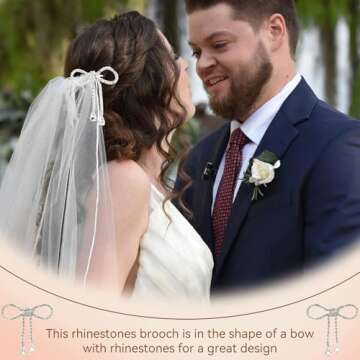 Agatige 2PCS Vintage Bowknot Brooch Pin, Women Brooches Pins for Shawl Dress Scarf Hats, Rhinestone Bow Brooches Fashion Jewelry Accessories for Daily Wear Parties Weddings Celebration, 6.7cm