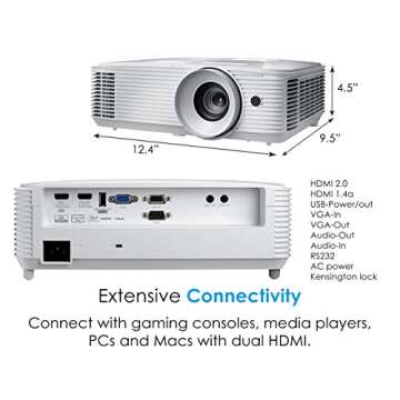 Optoma HD39HDR High Brightness HDR Home Theater Projector | 120Hz Refresh Rate | 4000 lumens | Fast 8.4ms Response time with 120Hz | Easy Setup with 1.3X Zoom | 4K Input | Quiet Operation 26dB