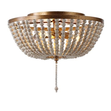Stylish JONATHAN Y Wood Beaded LED Flush Mount