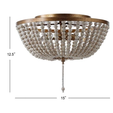 Stylish JONATHAN Y Wood Beaded LED Flush Mount