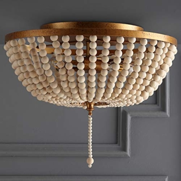 Stylish JONATHAN Y Wood Beaded LED Flush Mount