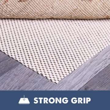 Slip-Stop Super Grip Natural, 9 x 12 ft, Cushioned Non-Slip Rug Pad for Area Rugs and Runner Rugs, Rug Pad for Hardwood Floors
