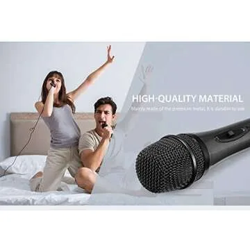 Dynamic Karaoke Microphone with Long Wire 16.4 Ft XLR Cable, Metal Handheld Mic Compatible with Karaoke Machine Speaker Amp Mixer for Karaoke Singing, Speech, Wedding, Stage and Outdoor