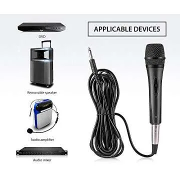 Dynamic Karaoke Microphone with Long Wire 16.4 Ft XLR Cable, Metal Handheld Mic Compatible with Karaoke Machine Speaker Amp Mixer for Karaoke Singing, Speech, Wedding, Stage and Outdoor