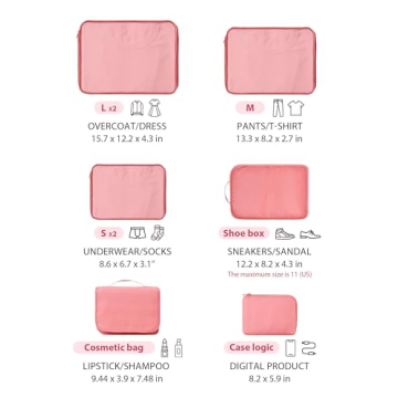 8 Pcs Travel Packing Cubes Set for Organized Suitcases