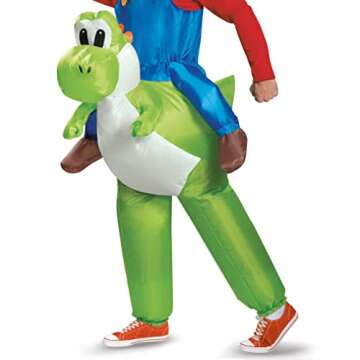 Men's Mario Riding Yoshi Costume for Adults - Size: One Size