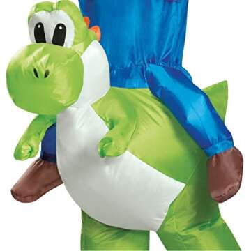 Men's Mario Riding Yoshi Costume for Adults - Size: One Size