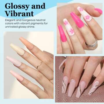 modelones Nail Polish Set 6 Colors Blue Red Pink Glitter Quick Dry Mini Nail Lacquer Kit,Pink DIY Ho...