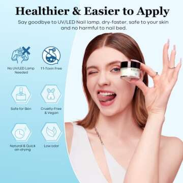 modelones Nail Polish Set 6 Colors Blue Red Pink Glitter Quick Dry Mini Nail Lacquer Kit,Pink DIY Home Nail Art Salon Manicure Gift for Women Girls