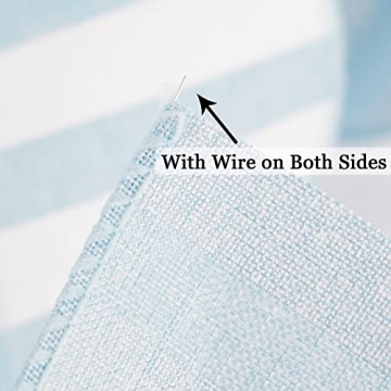 MEEDEE Blue White Stripe Wired Ribbon for Baby Showers