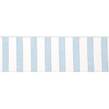 MEEDEE Blue White Stripe Wired Ribbon for Baby Showers