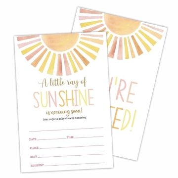 luixd Sunshine Invitations For Baby Shower - 25 Unique Cards & Envelopes