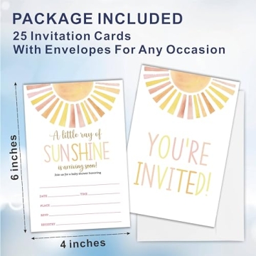 luixd Sunshine Baby Shower Invitations with Envelopes