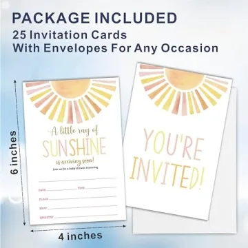luixd Sunshine Baby Shower Invitations with Envelopes