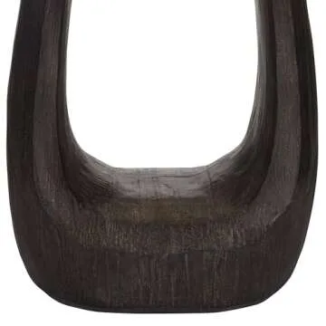 Possini Euro Design Woodwork 30" Tall Open Base Large Mid Century Modern End Table Lamp Black Finish Finish Single Linen White Shade Living Room Bedroom Bedside Nightstand House Office Home Reading