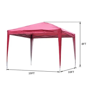 10x10 Pop Up Canopy Tent with Removable Walls Red