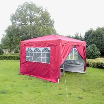 10x10 Pop Up Canopy Tent with Removable Walls Red