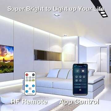 DAYBETTER Smart COB LED Strip Light, 16.4ft White LED Strip Lights, 6500K Bright Dimmable LED Light ...