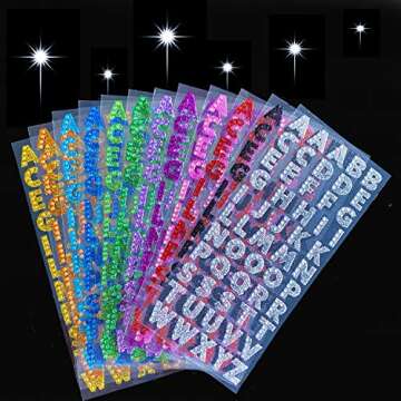Winorda 12 Sheets Glitter Alphabet Letter Stickers Glitter Self Adhesive Alphabet Stickers for Grad Cap and Arts Craft(12 Color)