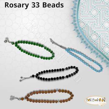 bonballoon Lot 10 Crystal Tasbeeh Sebha Tasbih Sibha Subha Rosary Masbaha Muslim Islamic Islam Worry Bead Prayer Beads 33 Handmade Salah Salat Namaz Allah Muhammad Zikr Dhikr Thikr