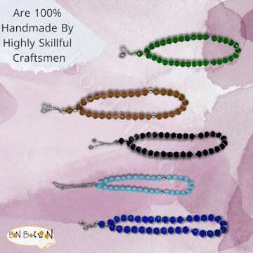 bonballoon Lot 10 Crystal Tasbeeh Sebha Tasbih Sibha Subha Rosary Masbaha Muslim Islamic Islam Worry Bead Prayer Beads 33 Handmade Salah Salat Namaz Allah Muhammad Zikr Dhikr Thikr