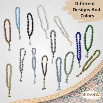bonballoon Lot 10 Crystal Tasbeeh Sebha Tasbih Sibha Subha Rosary Masbaha Muslim Islamic Islam Worry Bead Prayer Beads 33 Handmade Salah Salat Namaz Allah Muhammad Zikr Dhikr Thikr