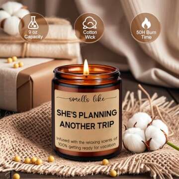 LEADO Candles, Travel Gifts for Women, Gifts for Travelers, Presents for People Who Travel, Girls Trip - Funny Birthday, Valentines, Traveling Present for Travelers Women, Mom, Her, Couple