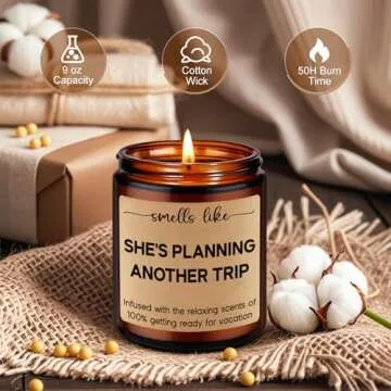 LEADO Candles, Travel Gifts for Women, Gifts for Travelers, Presents for People Who Travel, Girls Trip - Funny Birthday, Valentines, Traveling Present for Travelers Women, Mom, Her, Couple