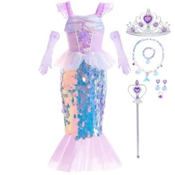 Luzlen Little Girls Mermaid Princess Costume Sequins Party Dress for Toddler Kids Baby Halloween Dre...