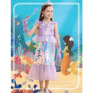 Luzlen Mermaid Princess Costume for Toddlers with Accessories