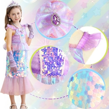 Luzlen Mermaid Princess Costume for Toddlers with Accessories
