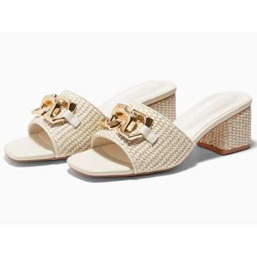 Chic Coutgo Raffia Slide Sandals for Women - Dressy Comfort
