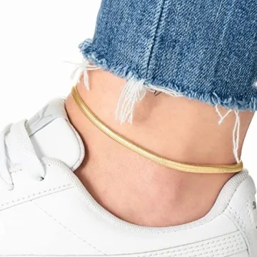 Stunning 18K Gold Plated Herringbone Snake Anklet