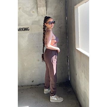 TIC TOC Women's Plush Lounge Set - Brown Bralette & Pants