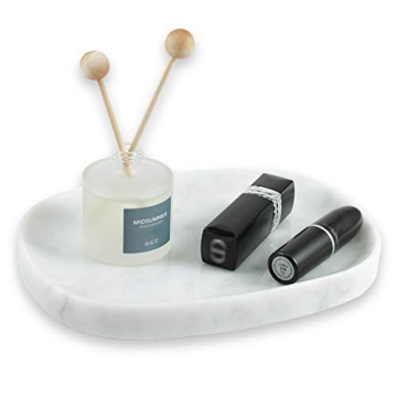 JIMEI Marble Vanity Tray 7‘’ Decorative Tray Oval Storage Organizer Mini Bathroom Kitchen Dresse...