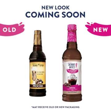 Jordan's Skinny Syrups Sugar Free Coffee Syrup in Mocha Flavor, Zero Calorie, 25.4 Fl Oz