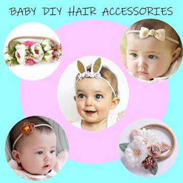 inSowni 50 Pack Super Soft Stretchy DIY Solid Nylon Headbands Baby Hair Bands One Size Fits All (10 ...