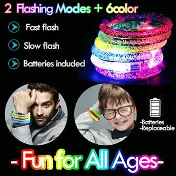 24 Pack Glow In The Dark LED Bracelets Party Favors for Kids Party Supplies Flashing Light Up Bracelet Glow Sticks Party Toys Neon Party Accessory Concert Birthday Party Games Valentines Day Gifts