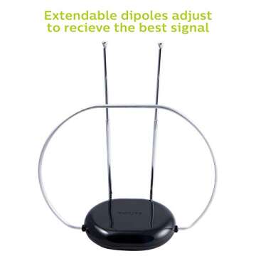 Philips Rabbit Ears Indoor TV Antenna for Free HD Channels