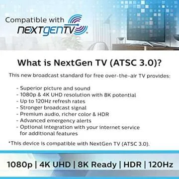 Philips Rabbit Ears Indoor TV Antenna for Free HD Channels