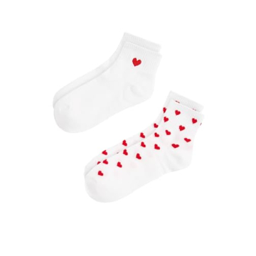 Milumia Women's 2 Pairs Heart Print Ankle Socks - Comfortable Low Cut No Show