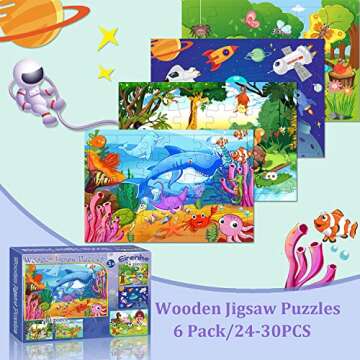 Discover Fun Animal Puzzles for Kids Ages 3-5: Educational Wooden Jigsaw Puzzles (6 Pack)
