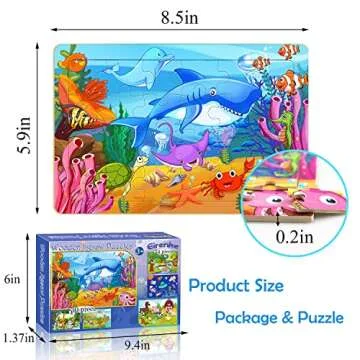 Wooden Jigsaw Puzzles for Kids Ages 3-5, 6 Fun Themes