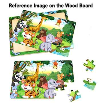 Wooden Jigsaw Puzzles for Kids Ages 3-5, 6 Fun Themes